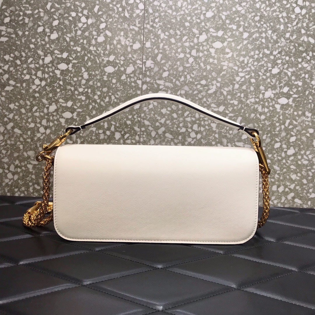 Valentino Garavani Loco Shoulder Bag in Ivory Calfskin Leather